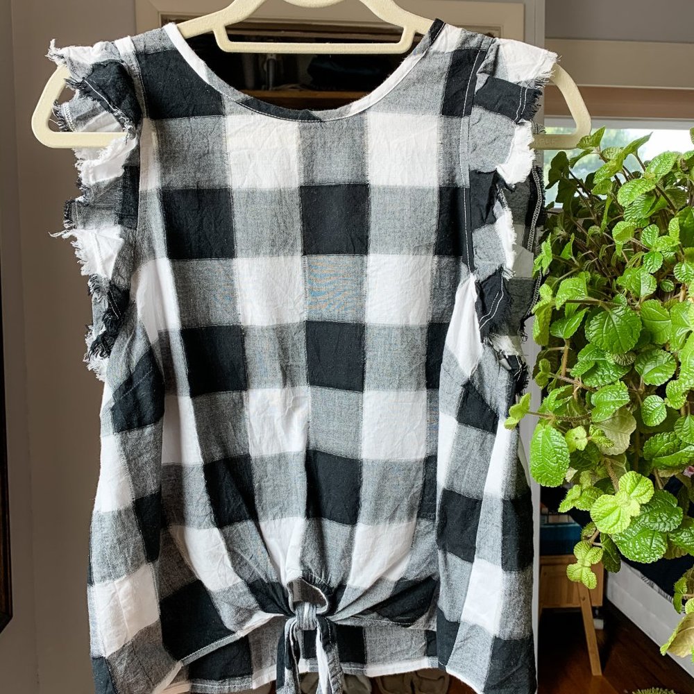 Bella Dahl Black and White Buffalo Check Tank